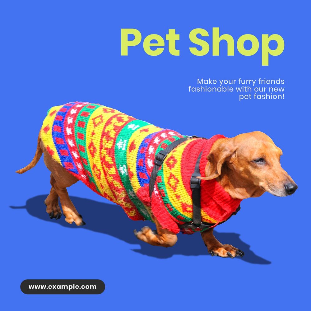 Pet shop Instagram post template, editable text