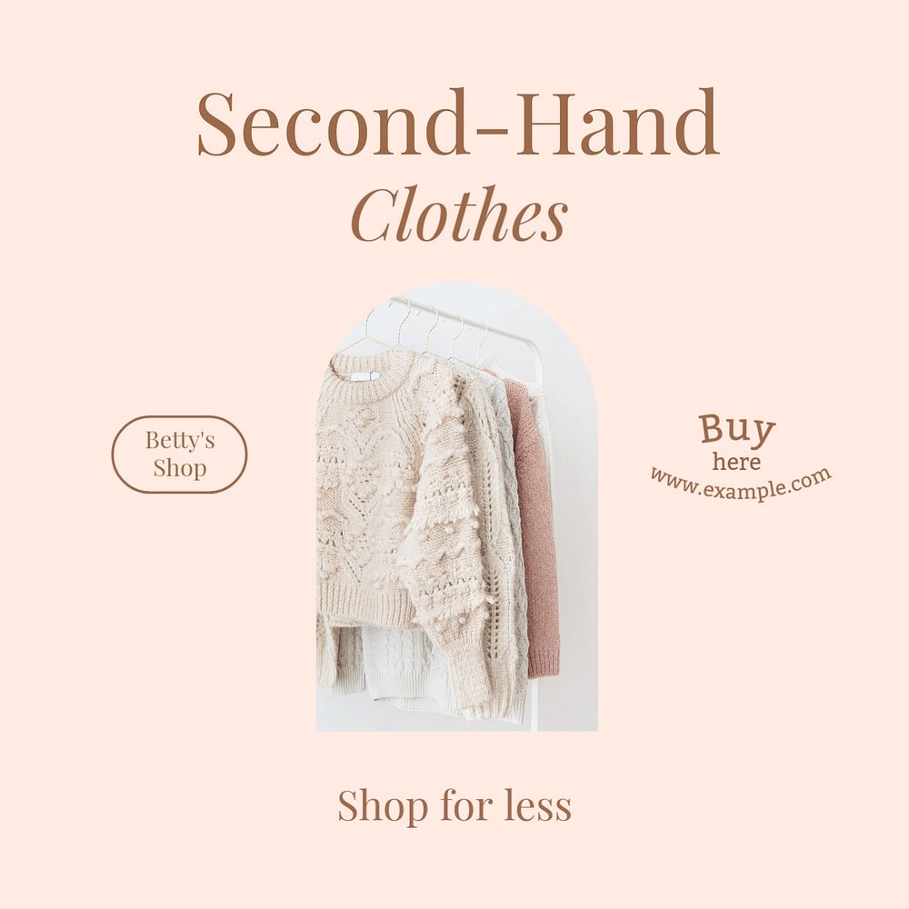 Second-hand clothes Instagram post template, editable design