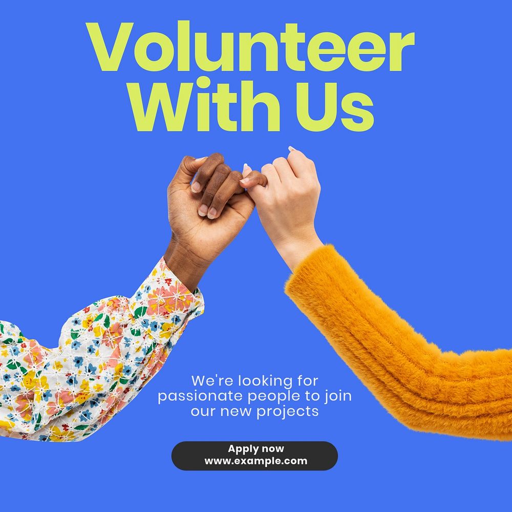 Volunteer with us Instagram post template, editable text