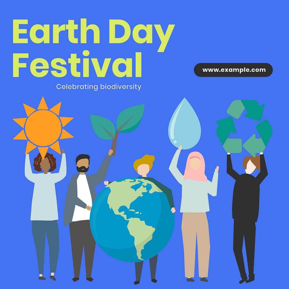 Earth Day Instagram post template, editable text