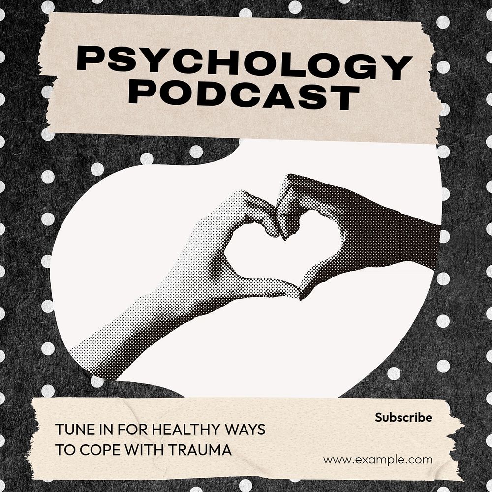 Psychology podcast Instagram post template, editable design