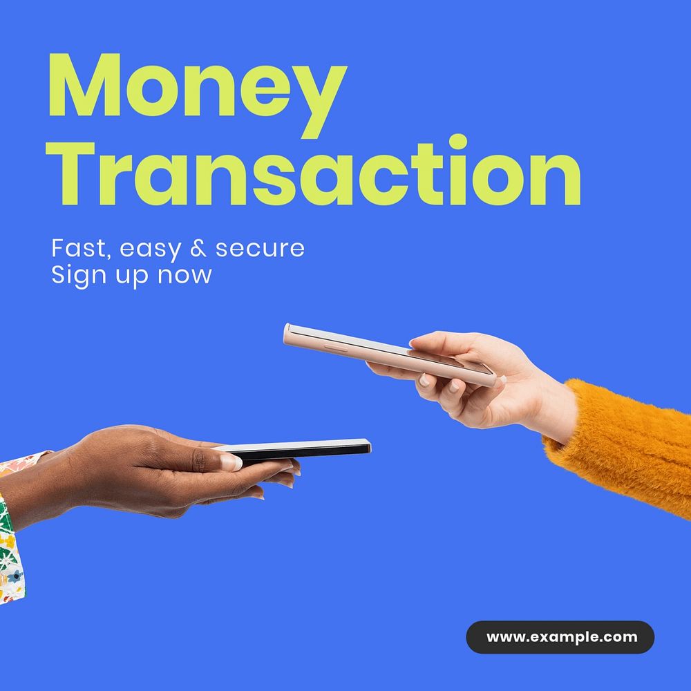 money transaction Instagram post template, editable text