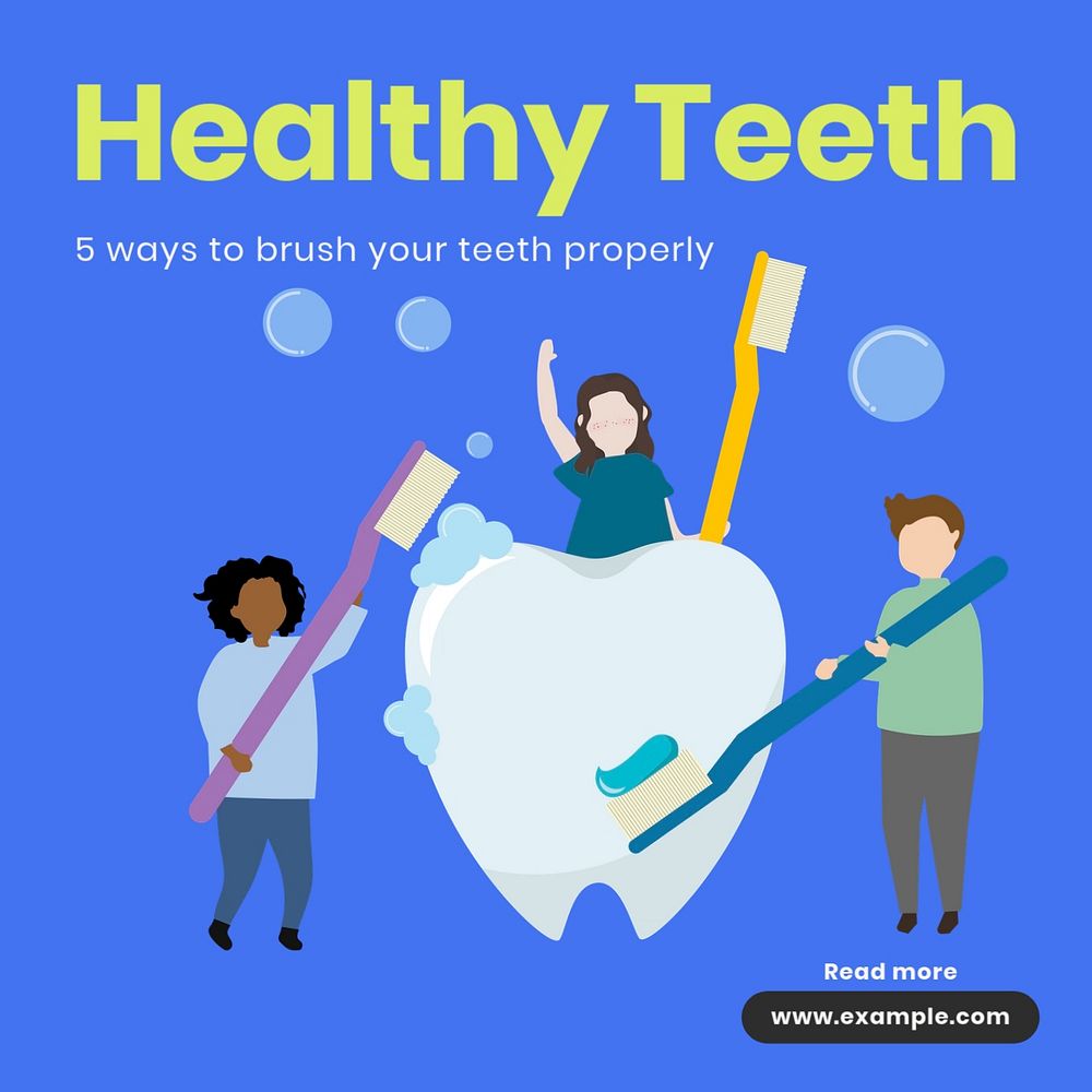 Healthy teeth Instagram post template, editable text