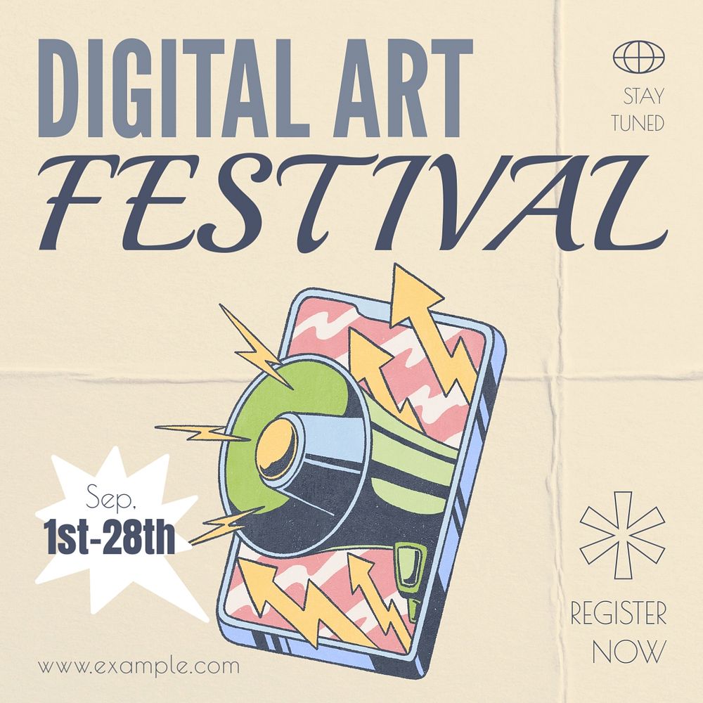 Digital art festival Instagram post template, editable text