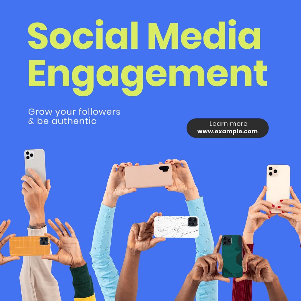 Social media engagement Instagram post template, editable text