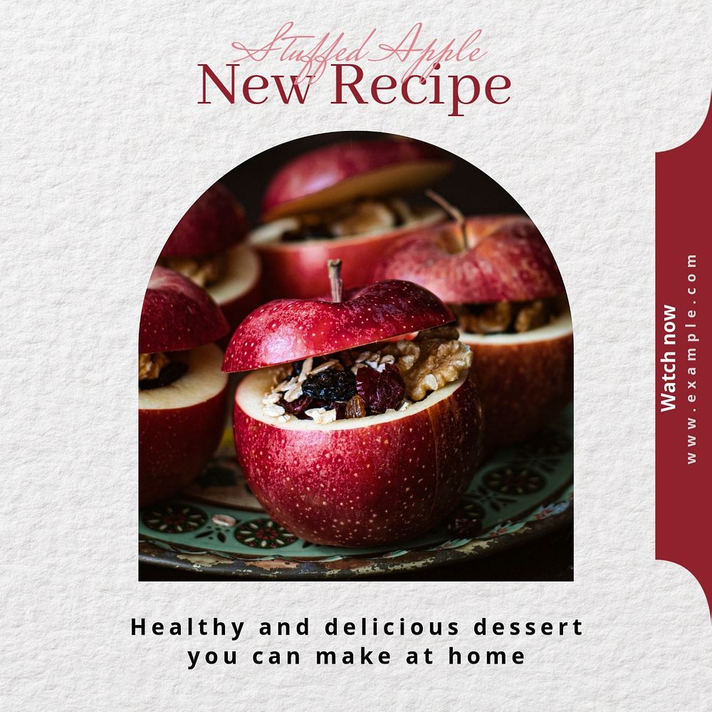 New recipe Instagram post template, editable design