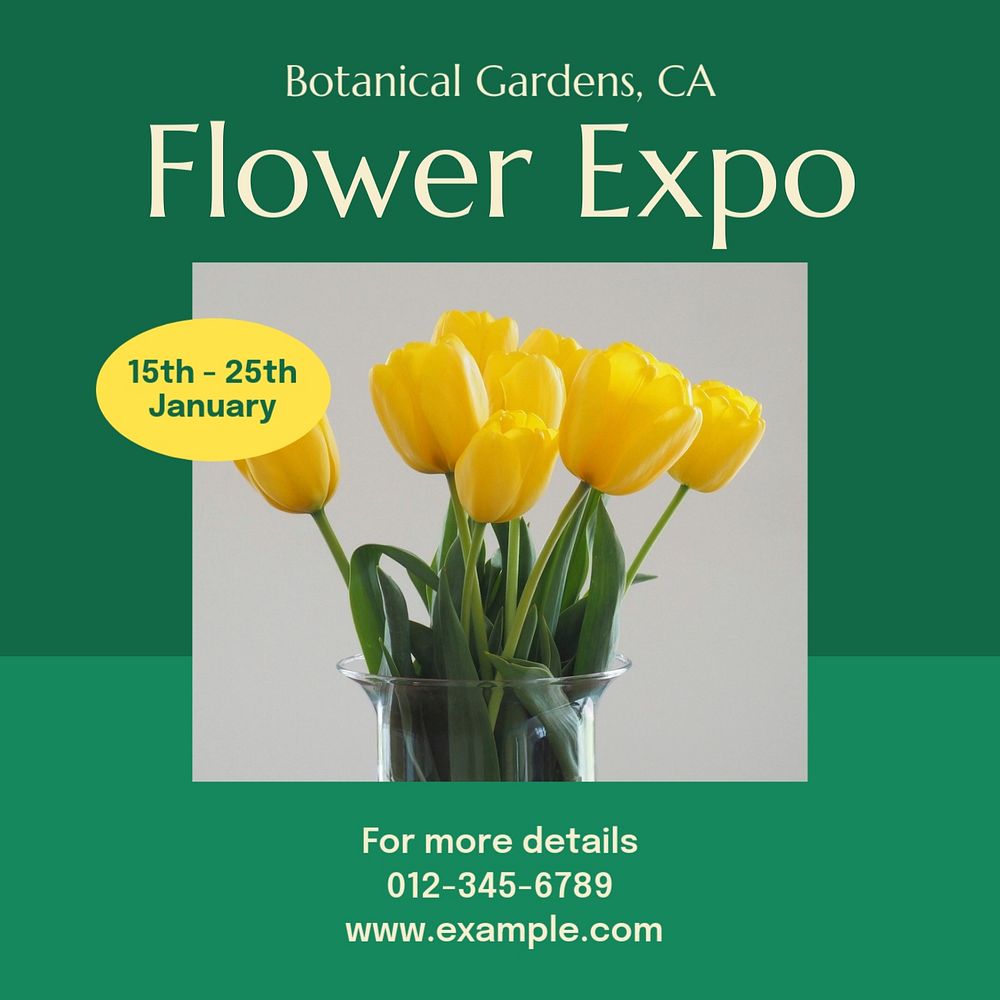 Flower expo Instagram post template, editable design