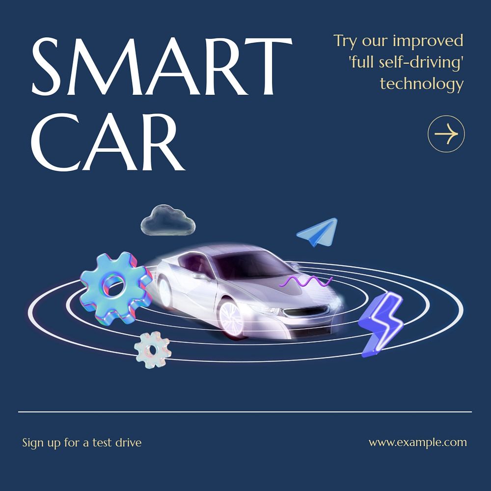 Smart car Instagram post template, editable text