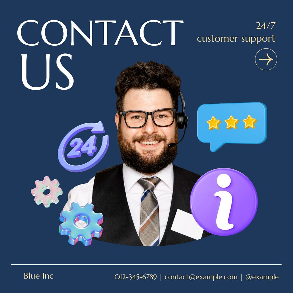 Contact us Instagram post template, editable text