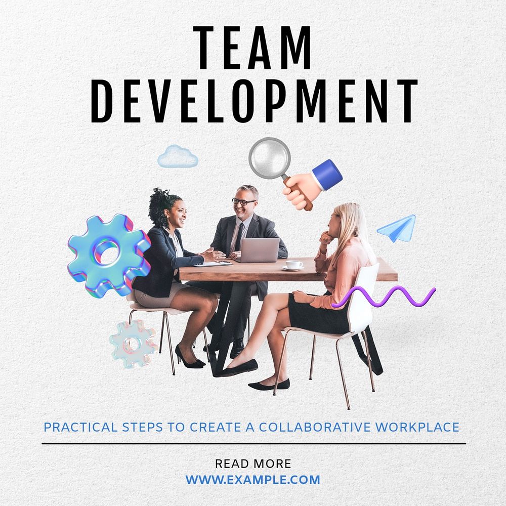 Team development Instagram post template, editable text