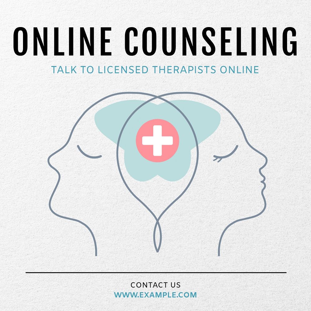 online counseling Instagram post template, editable text