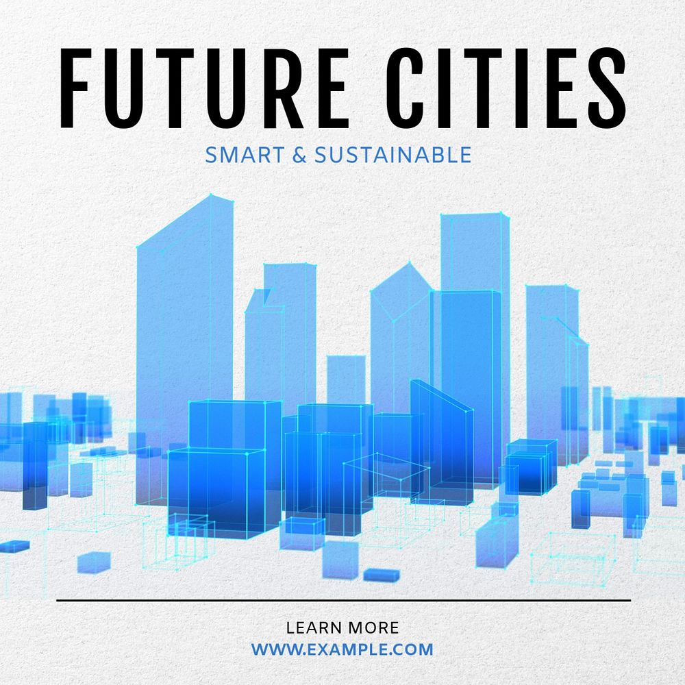 future cities Instagram post template, editable text