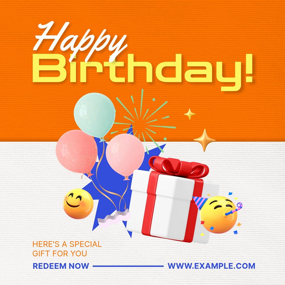 Happy birthday Instagram post template, editable design