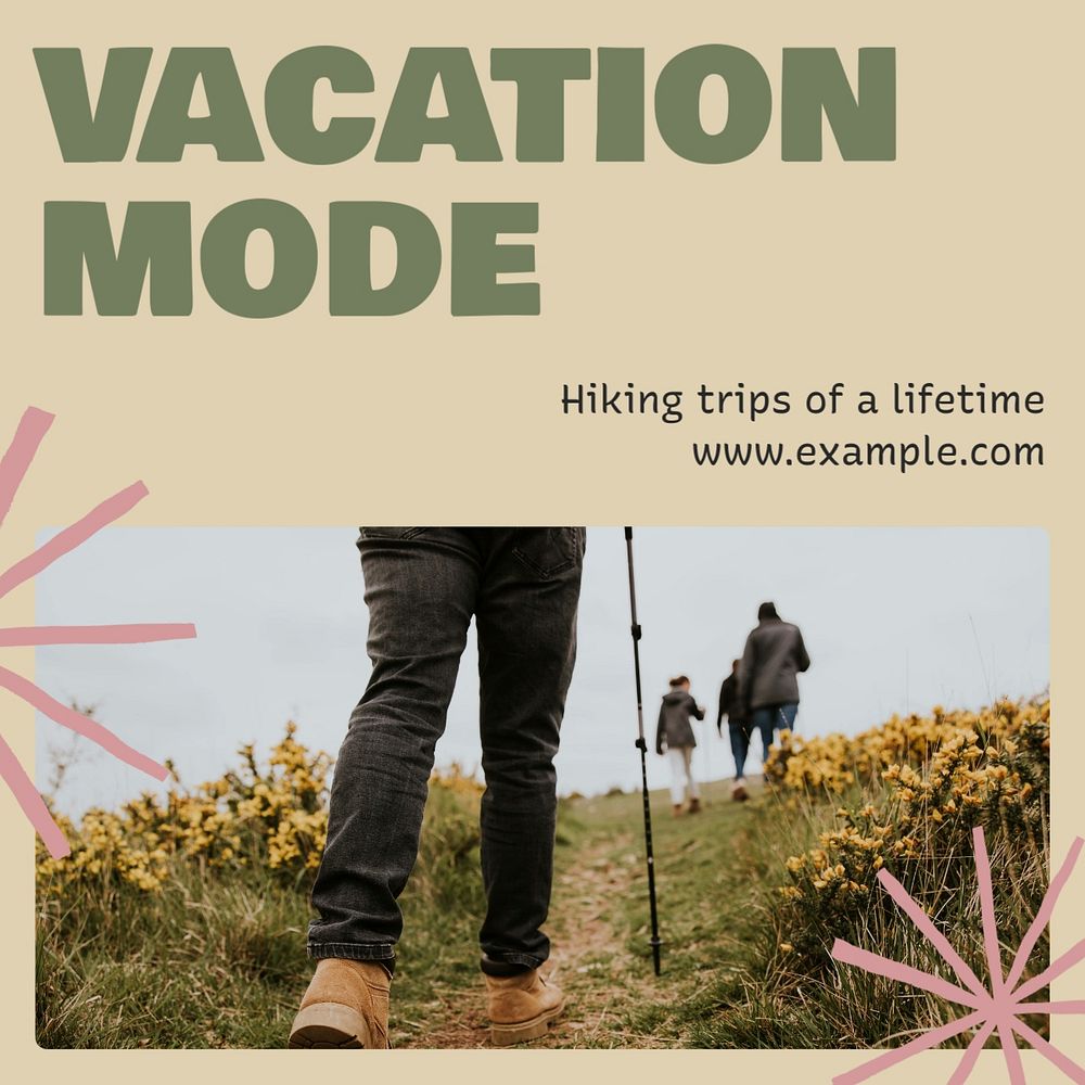 Vacation mode Instagram post template, editable design