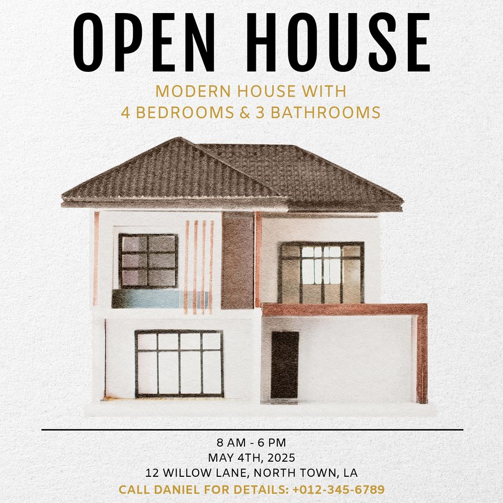 Open house day Instagram post template, editable text