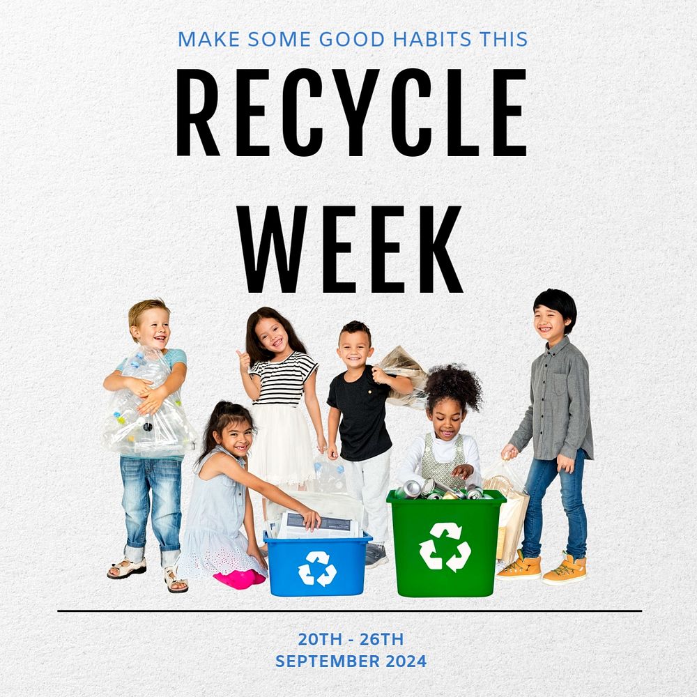 Recycle week Instagram post template, editable text