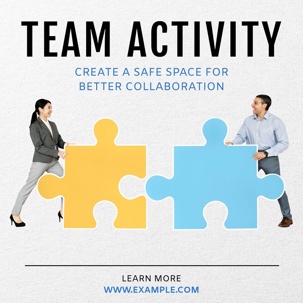 Team activity Instagram post template, editable text