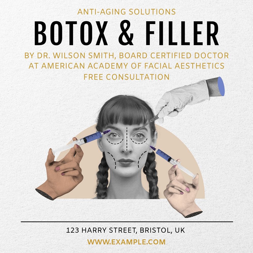 Botox & filler Instagram post template, editable text