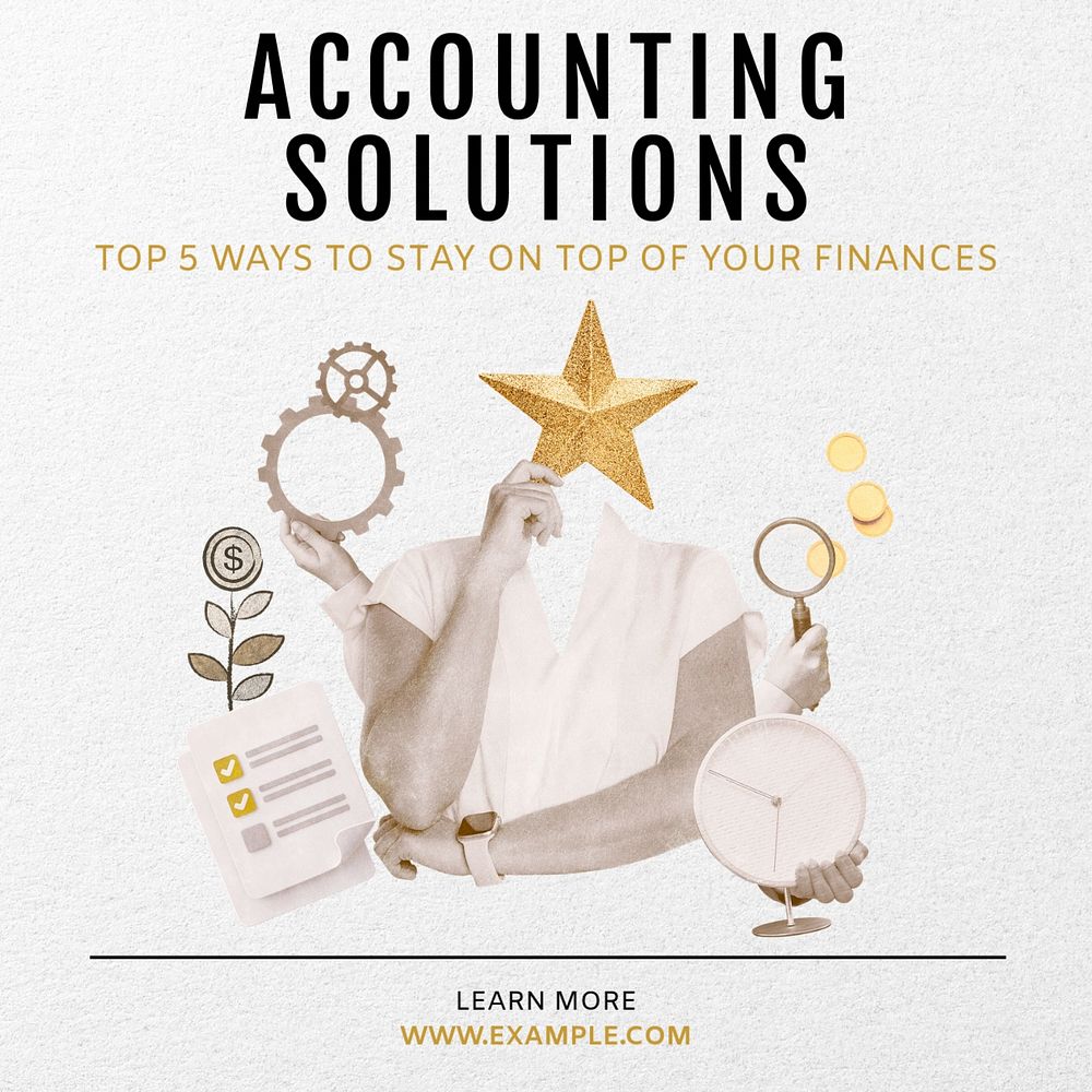 Accounting solutions Instagram post template, editable text