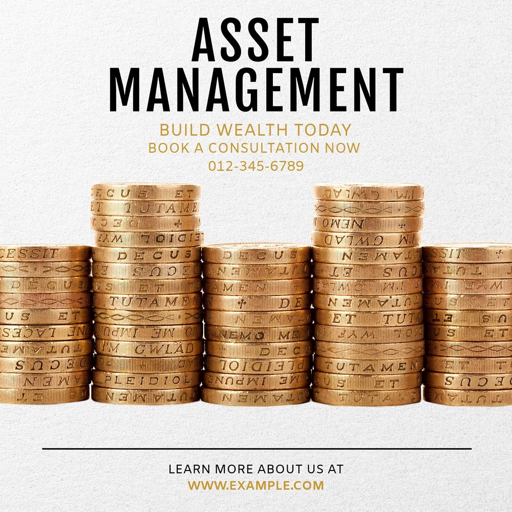 Asset management Instagram post template, editable text