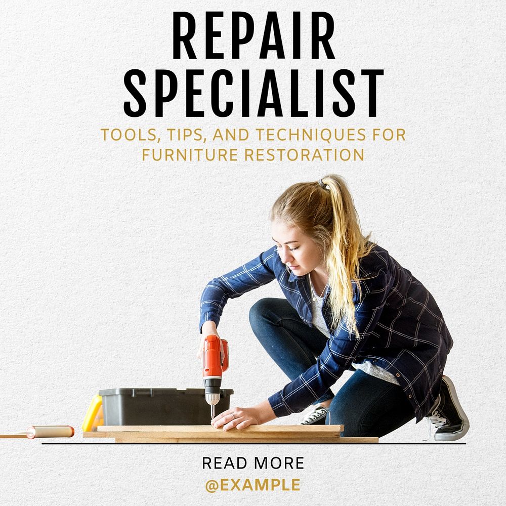 Repair specialist Instagram post template, editable text