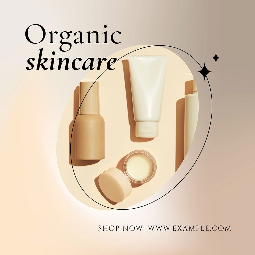 Organic skincare Instagram post template, editable design