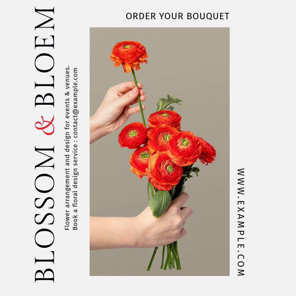 Blossom florist Instagram post template, editable text