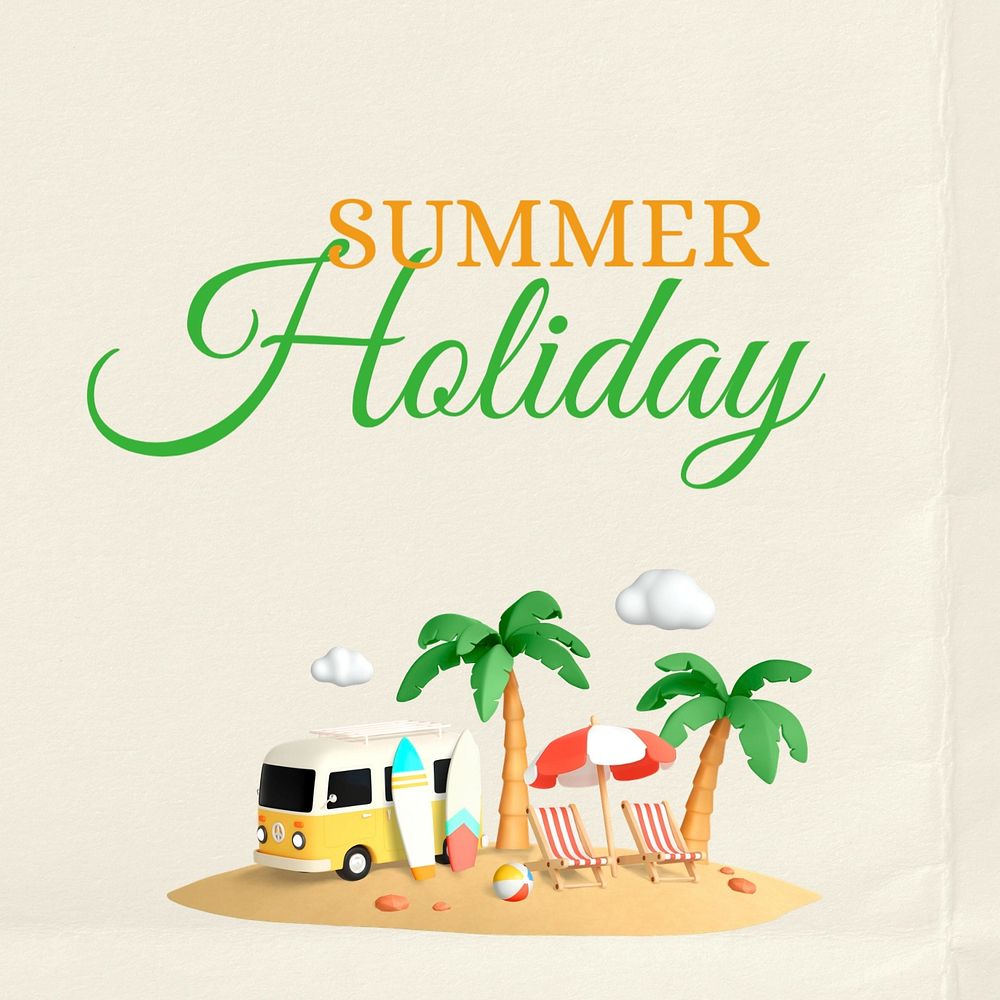 Summer holidays Instagram post template, editable text