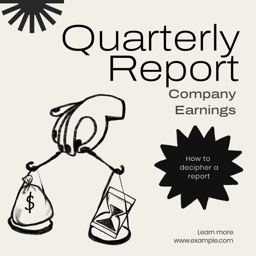 Quarterly report Instagram post template, editable text