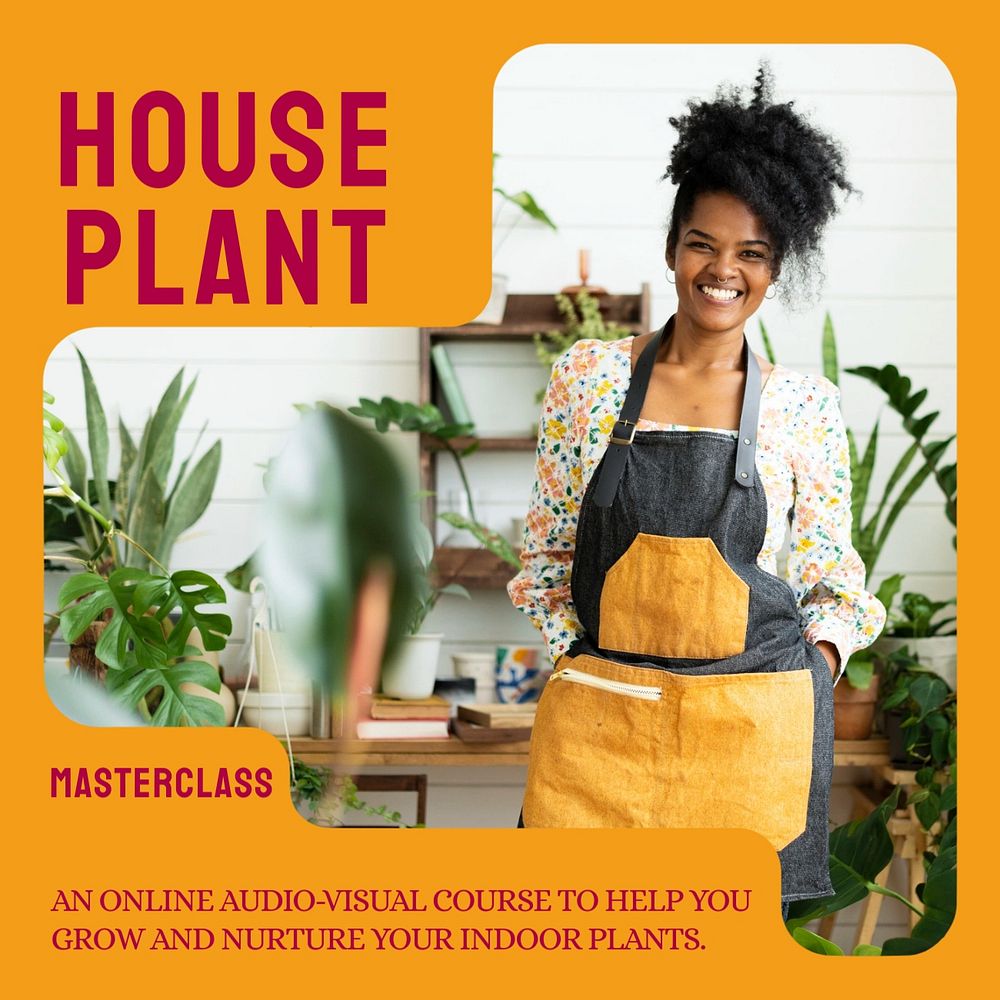 Houseplant masterclass Instagram post template, editable text