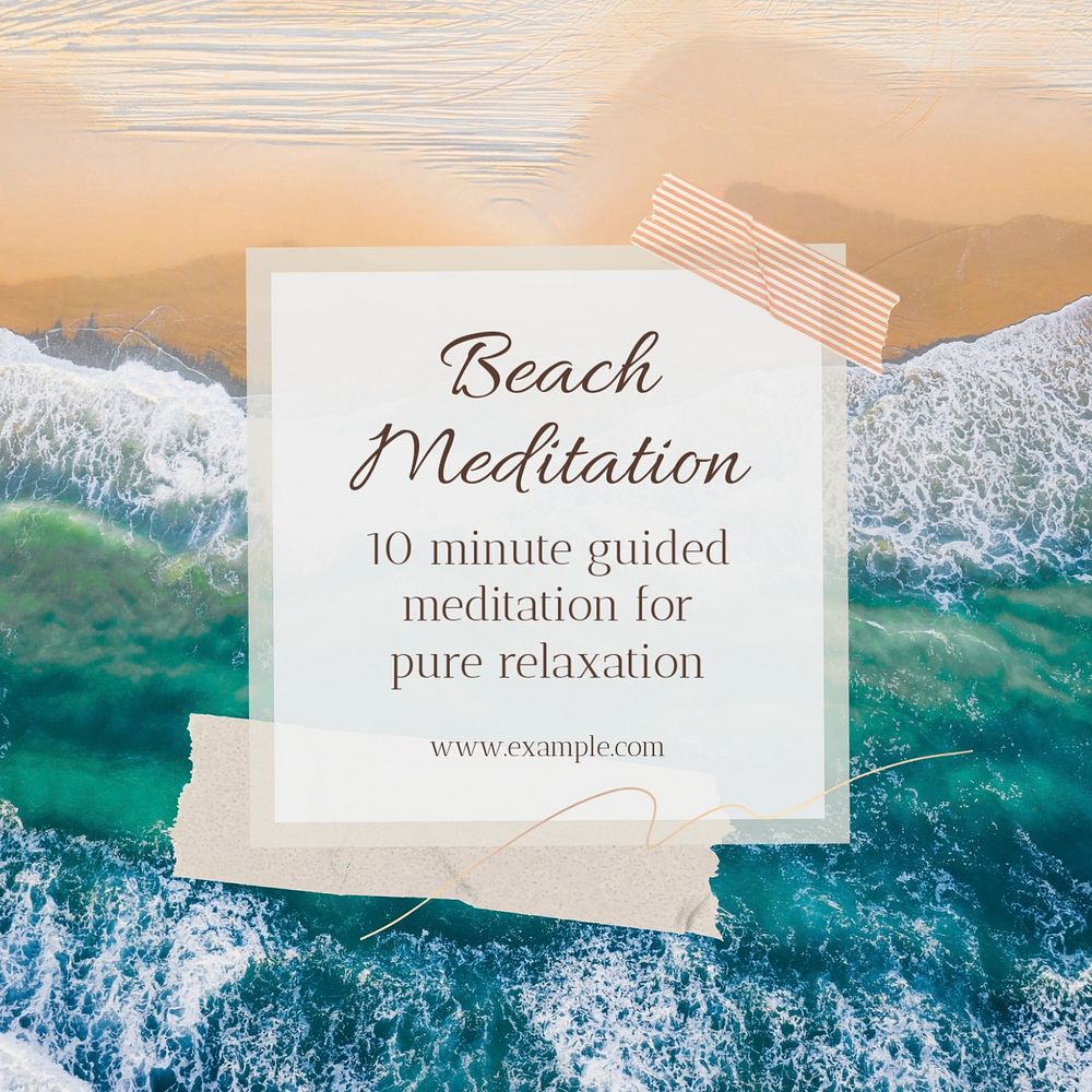 Beach meditation Instagram post template, editable text