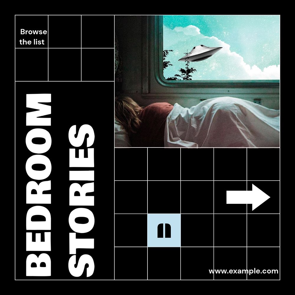 Bedroom stories Instagram post template, editable text