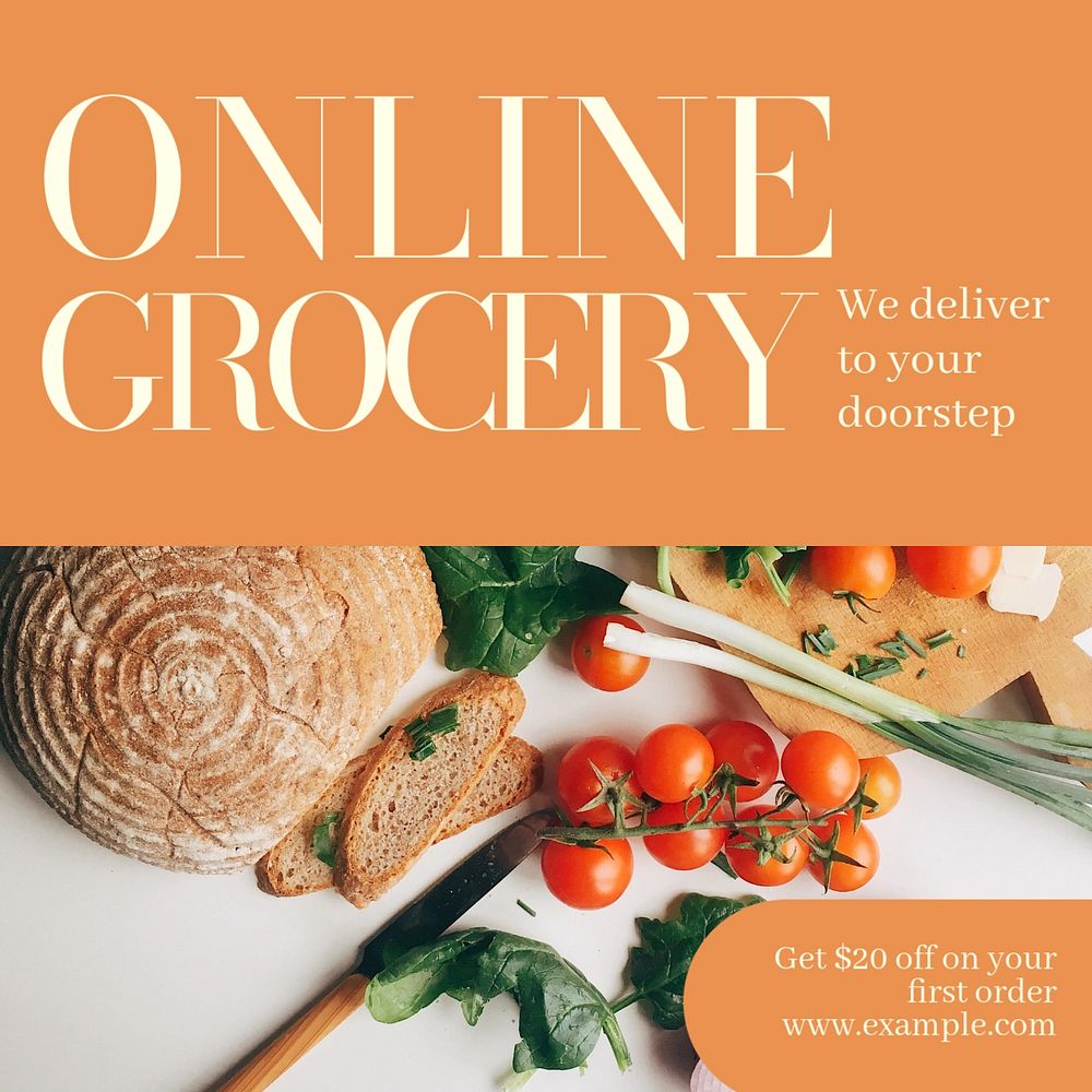 Online grocery Instagram post template, editable design