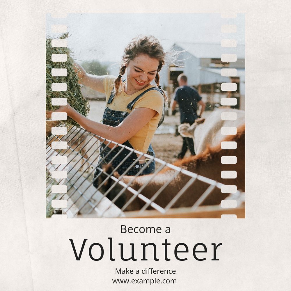 Become a volunteer Instagram post template, editable text