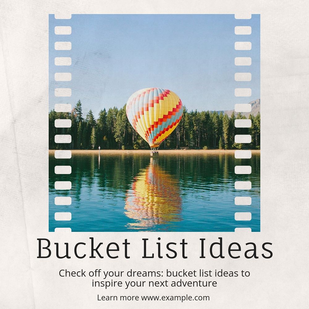  Bucket list ideas Instagram post template, editable text