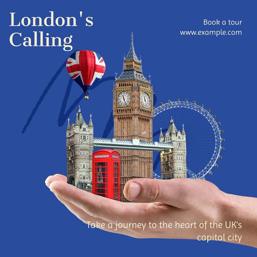 London calling Instagram post template, editable text