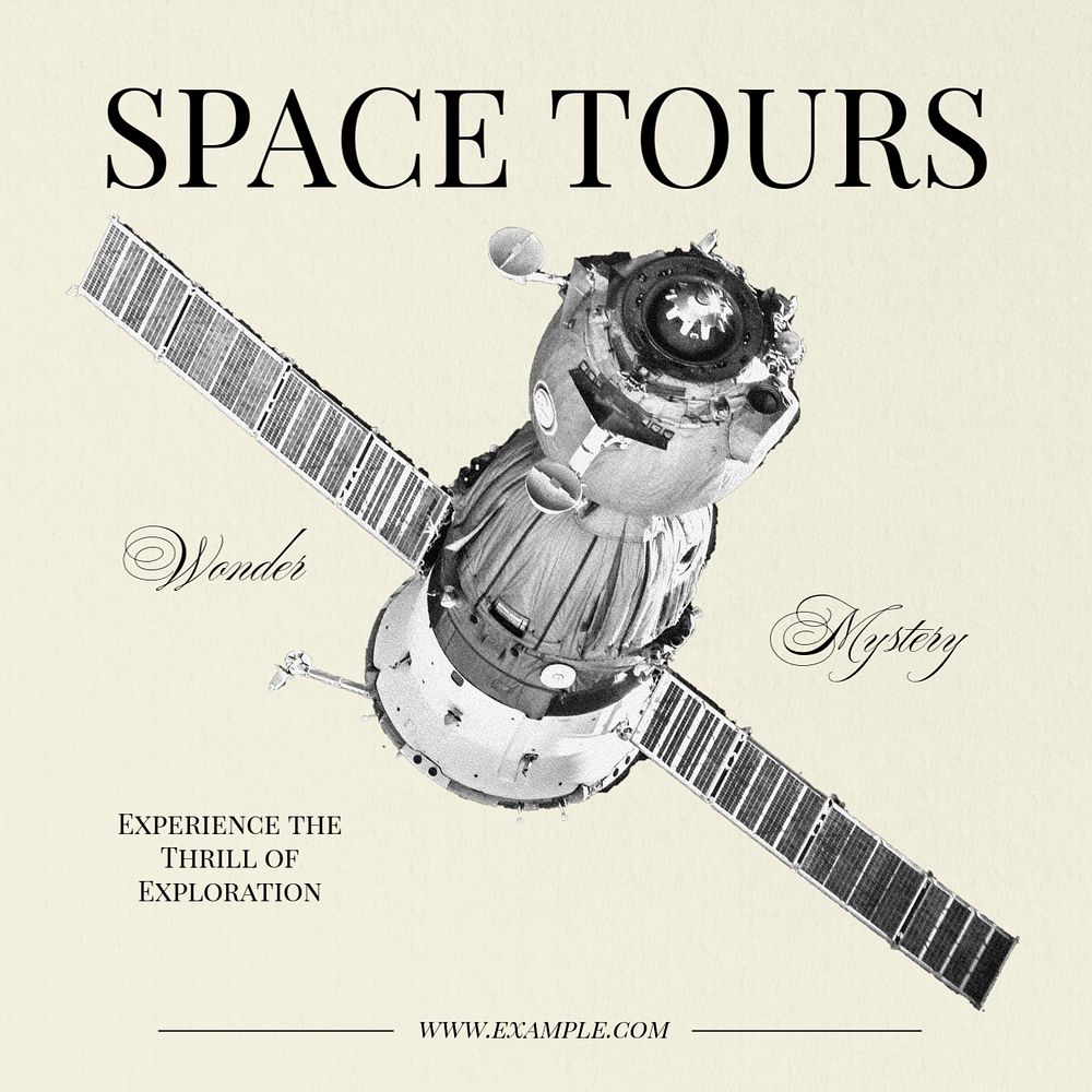 Space tours Instagram post template, editable text