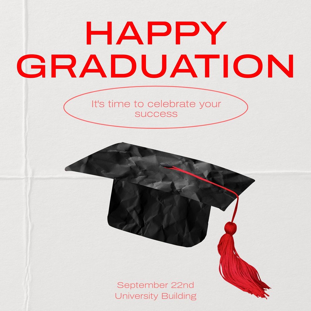 Happy graduation Instagram post template, editable text