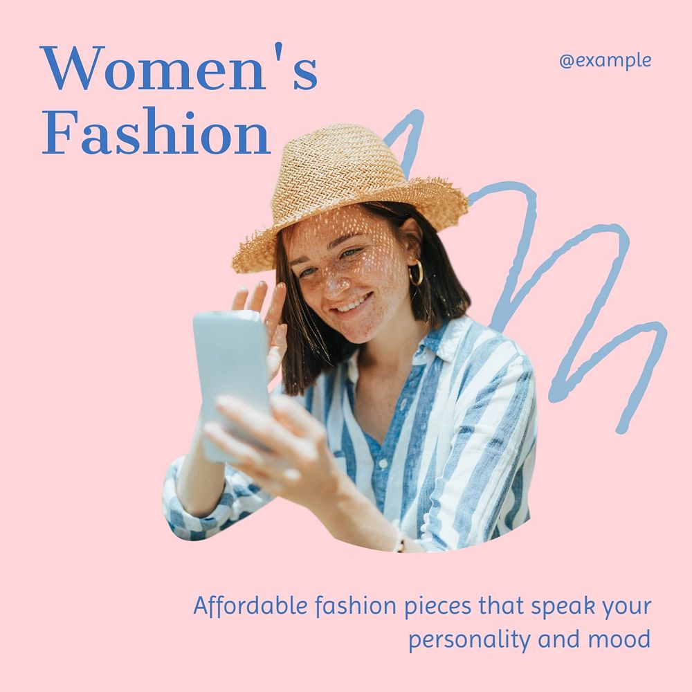 Women's fashion Instagram post template, editable text