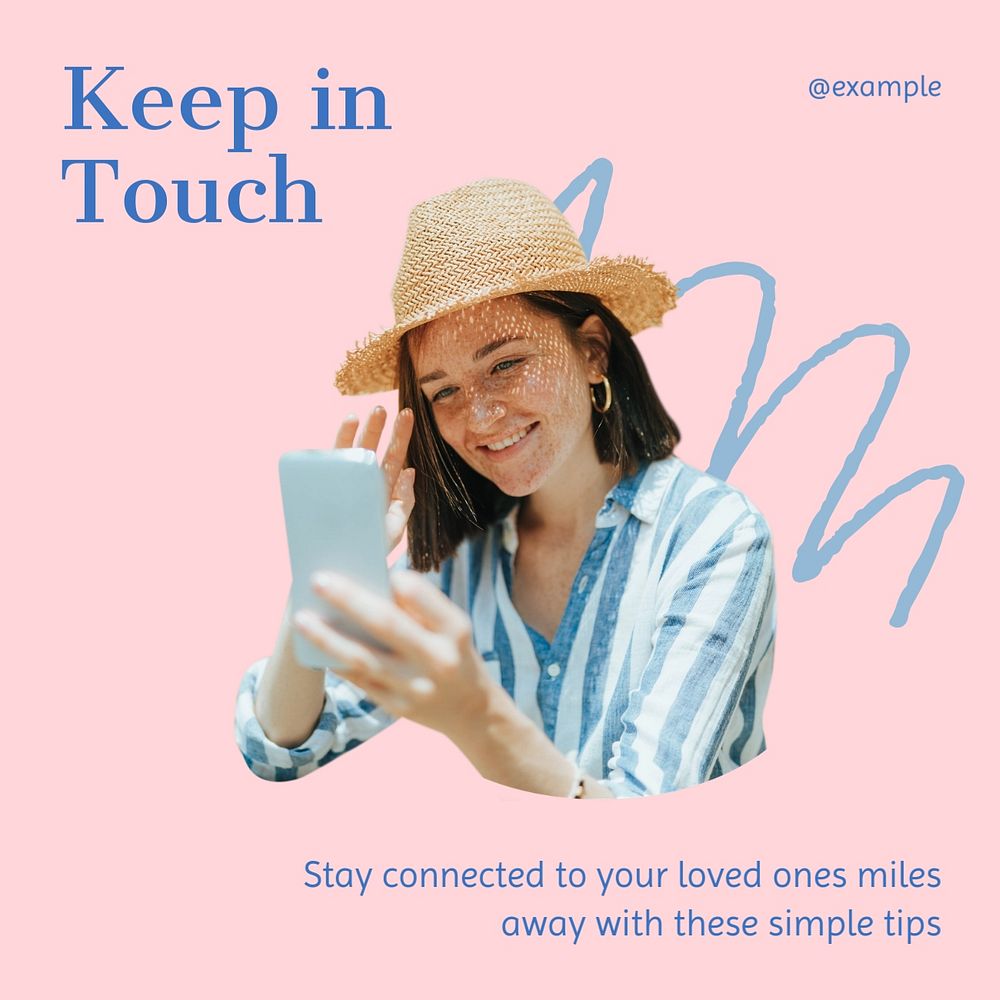 Keep in touch Instagram post template, editable text