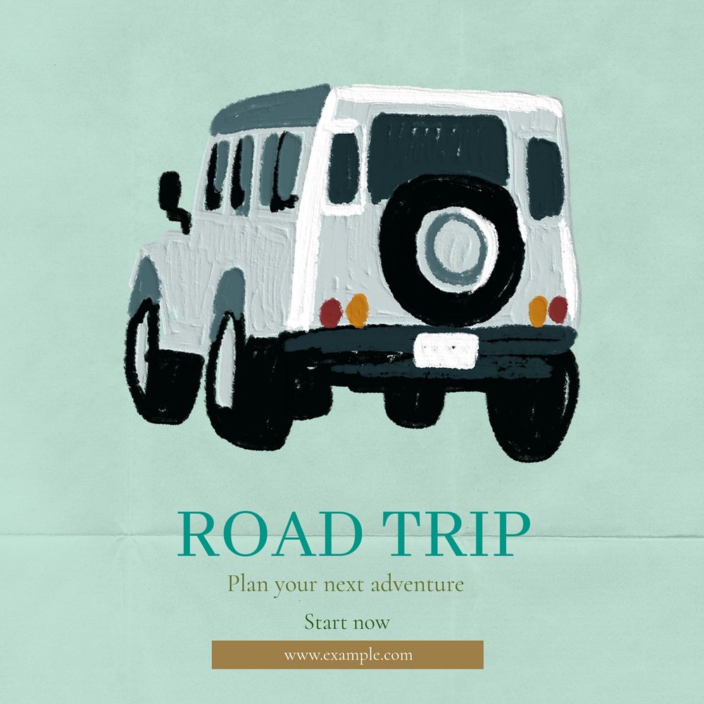 Road trip Instagram post template, editable text