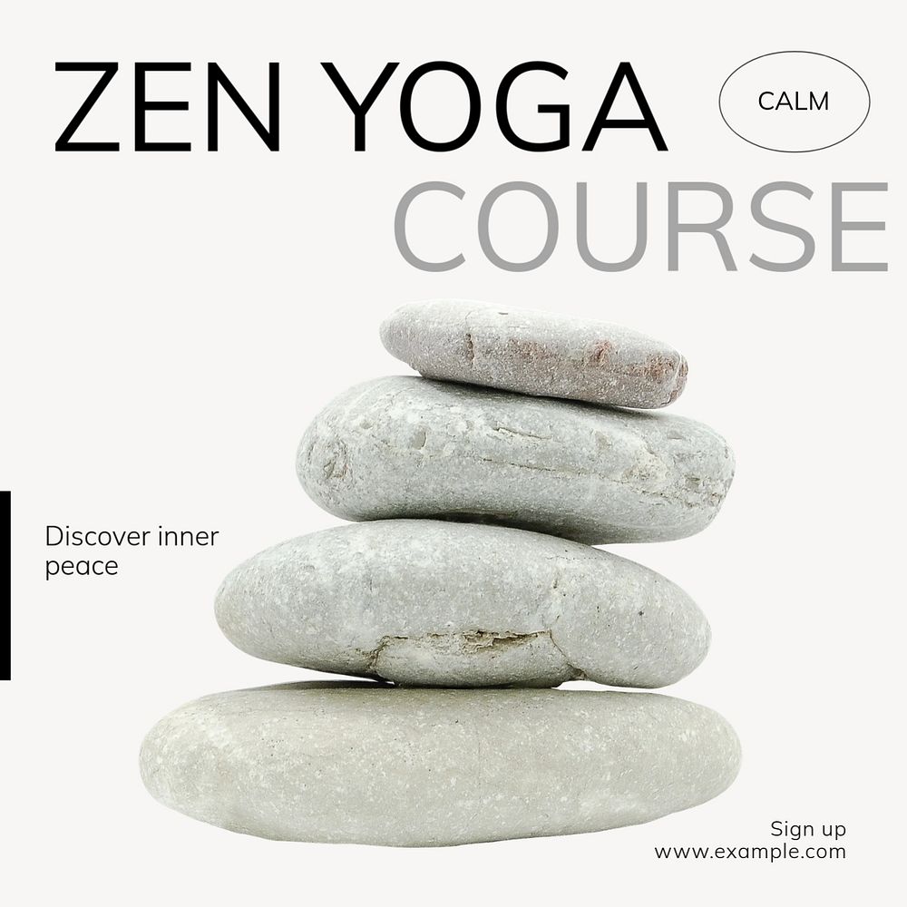 Zen yoga course Instagram post template, editable text