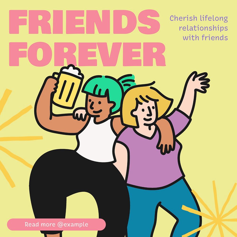 Friends forever Instagram post template, editable text