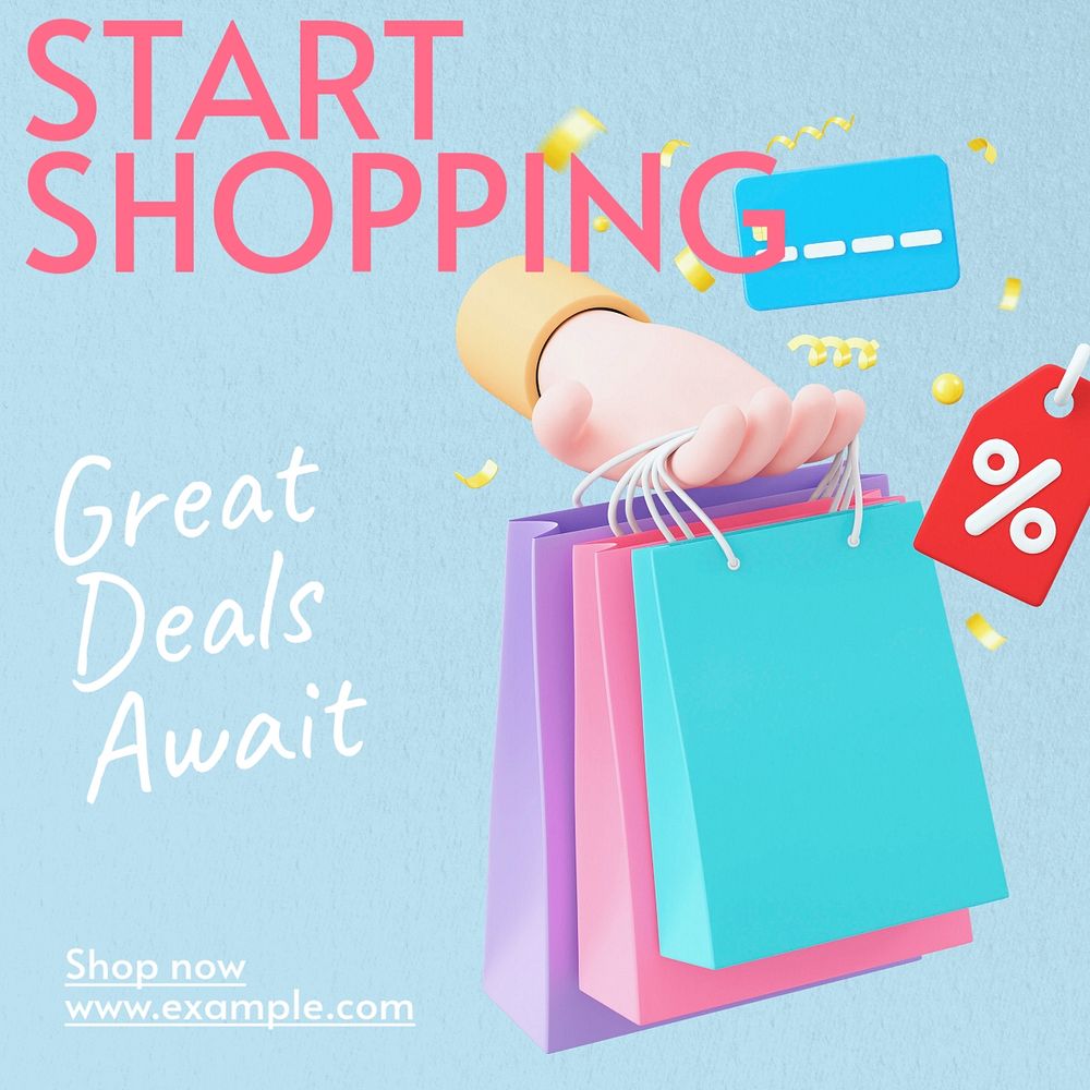 Shopping Instagram post template, editable text