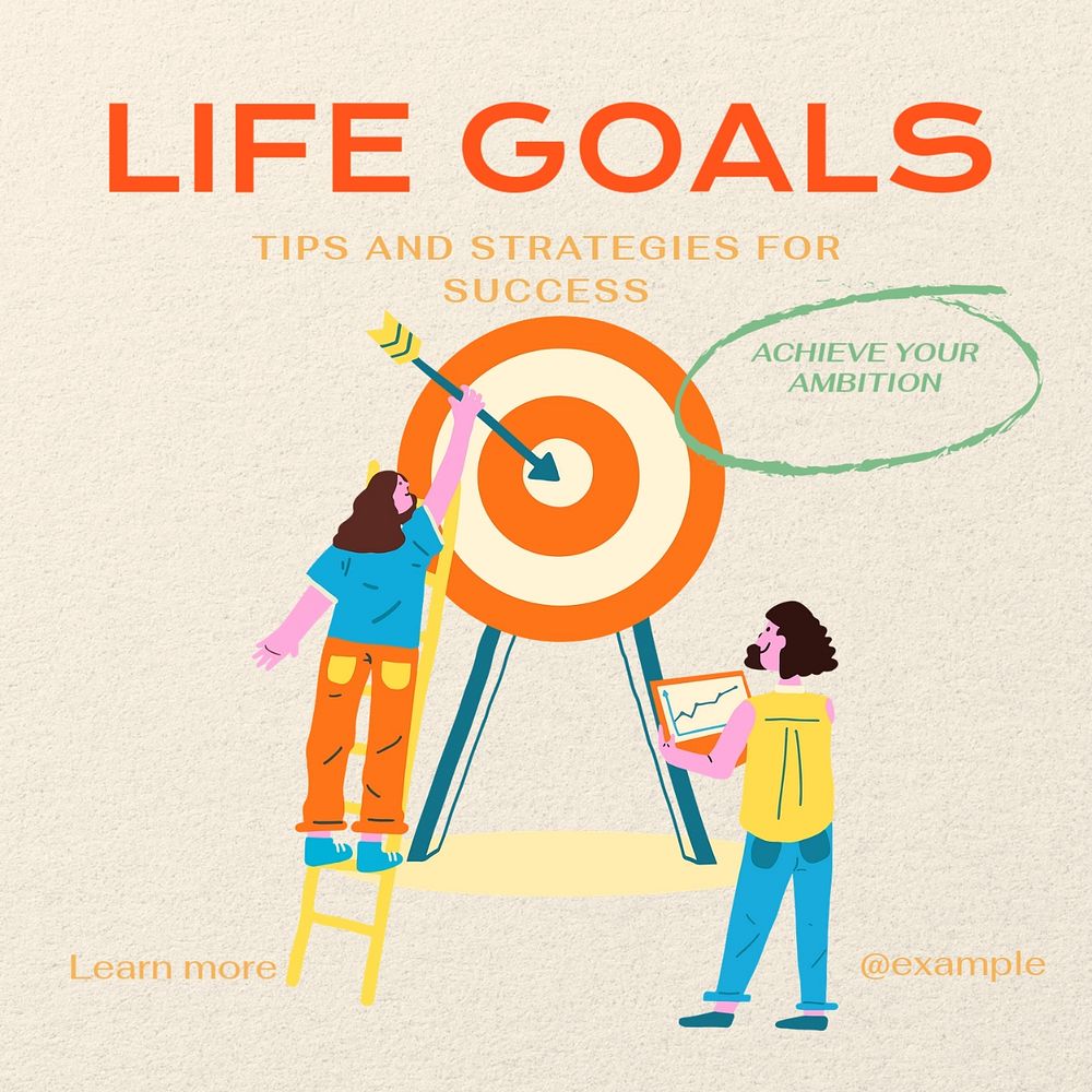 Life goals Instagram post template, editable text