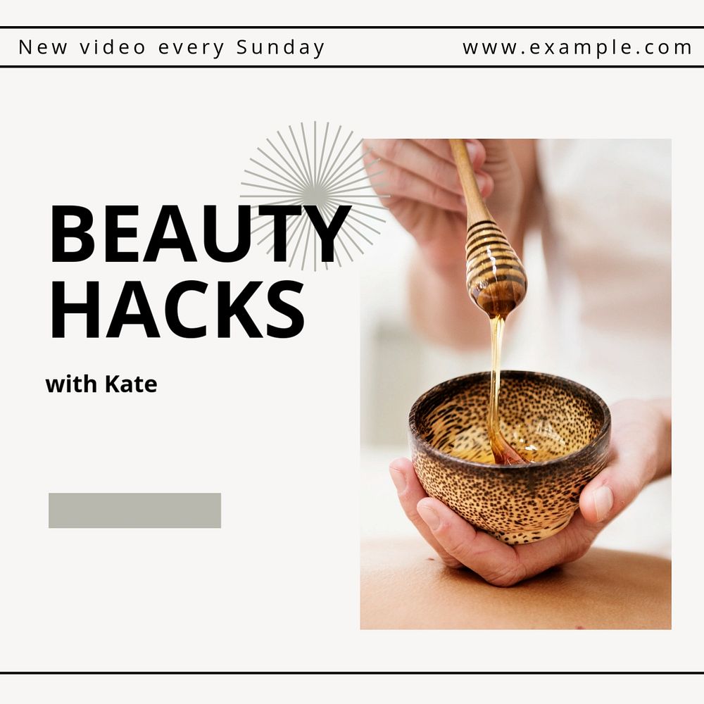 Beauty hacks Instagram post template, editable text