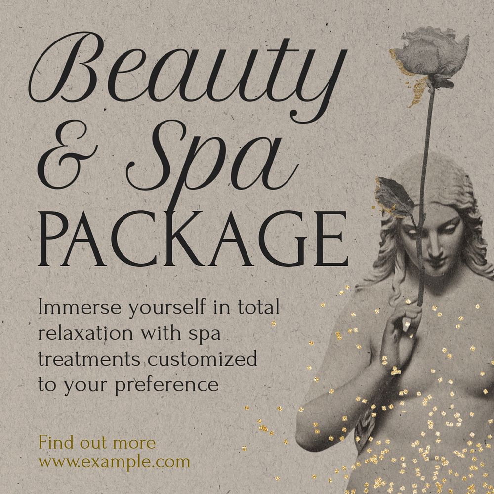 Beauty spa package Instagram post template, editable text