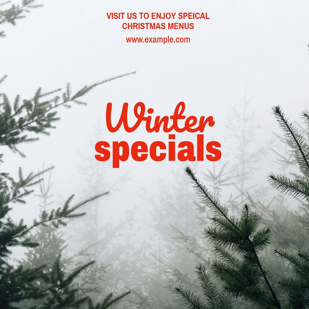 Winter special menu Instagram post template, editable text