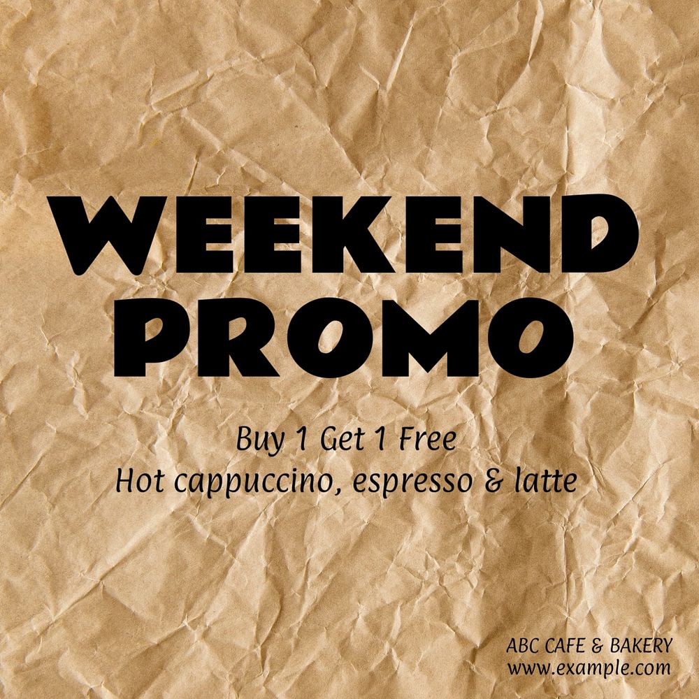 Weekend promotion Instagram post template, editable text