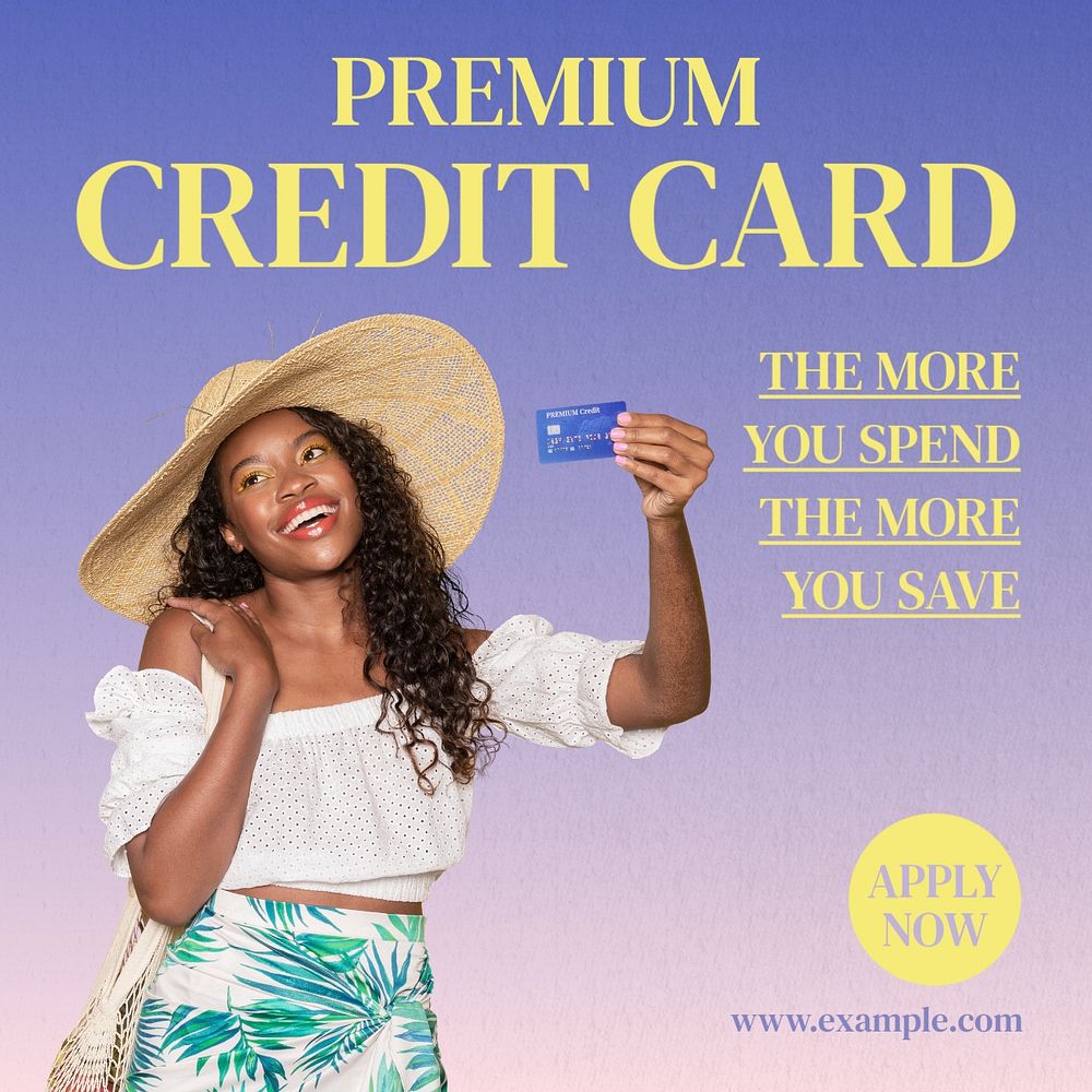 Premium credit card Instagram post template, editable text